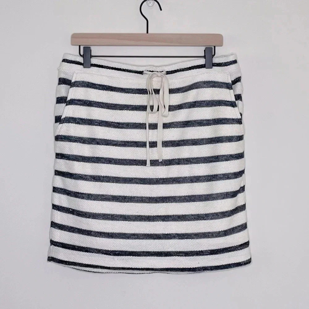 Lou & Grey Striped  Drawstring Pocket Skirt Size Medium NWT